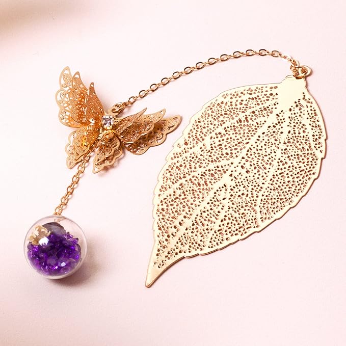 Toirxarn Gold Bookmark with Butterfly Charm - Elegant Bookmarks for Women, Book Lovers Gifts, Book Marker for Reading, Teacher Appreciation Gifts, Unique Birthday Gifts, Stocking Stuffers