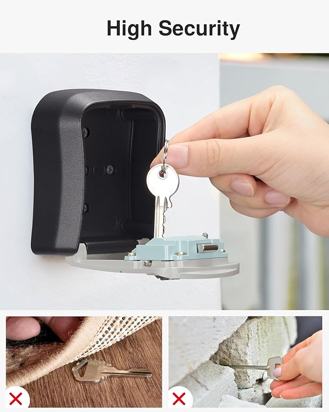 Puroma Key Lock Box Combination Lockbox Wall-Mounted Key Storage Box for House Keys, Resettable Code Safe Security Lock Box for Home, Office, Garage, Apartment Spare Key Storage (2 Pack, Grey)