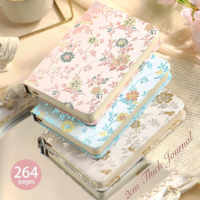 Pocket Notebook, A6, 4x6, Silk Cover, Hardcover, Lay Flat, Small Embroidered Journal, Cute Notebook, Lined Notebook & Sketchbook, Personal Writing Journal for Women, Beautiful Notebook, Pink