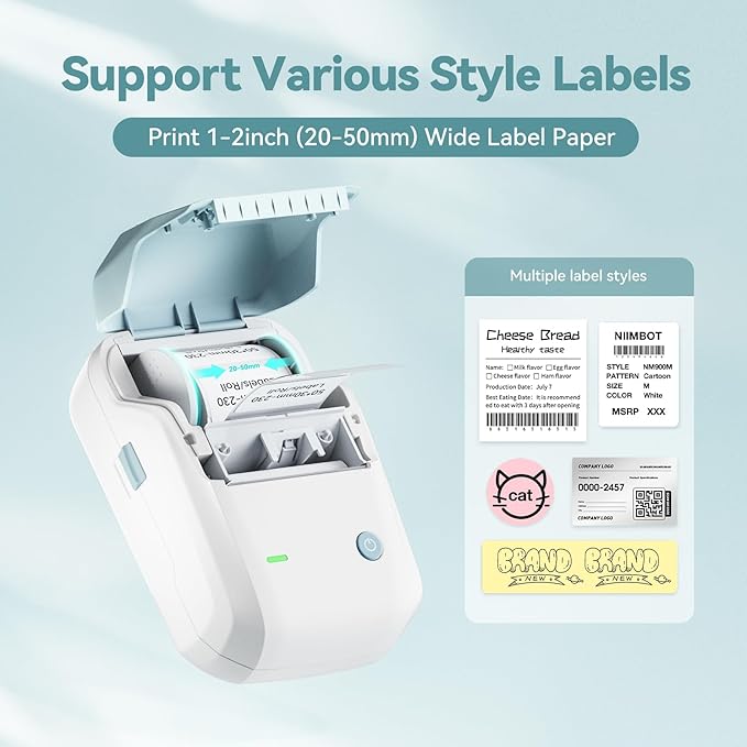 NIIMBOT B1 Label Maker Machine with Tape, Thermal Label Printer Easy to Use for Office, Home, Business, 2 Inch Label Maker with 2'' x1.18'' Labels-230pcs/Roll