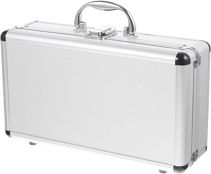 ERINGOGO Aluminum Attache Case - 12inch Lock Metal Briefcase with Ripple Foam, Hard Aluminum Carrying Case for Men, Universal Portable Tool Case for Laptop/Luggage/Instrument White