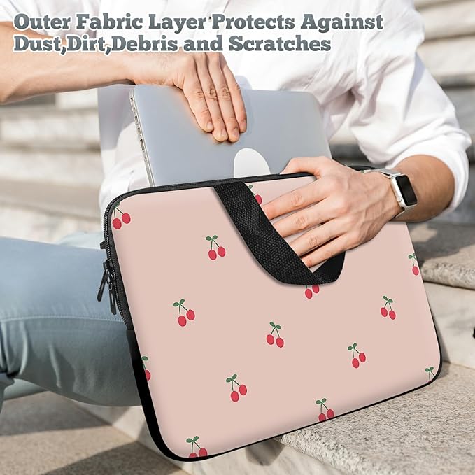 Laptop Sleeve Case Bag 13 inch, Pink Cherry Slim Carrying Case Durable Handbag Travel Laptop Bag for 13 inch MacBook Air M3/M2/Pro M2/ 13" iPad Pro/Air M4/M2 2024