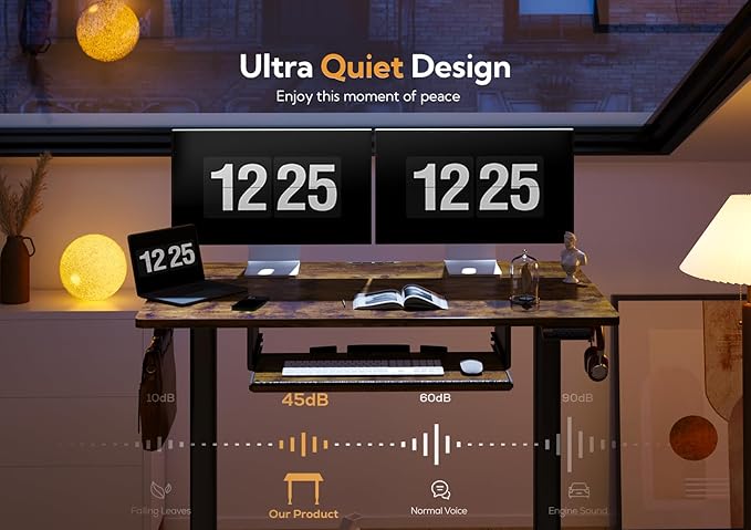 Standing Desk with Keyboard Tray, Standing Desk Adjustable Height, Raising Desks for Home Office and Computer Workstation, 55 Inches, Rustic Brown