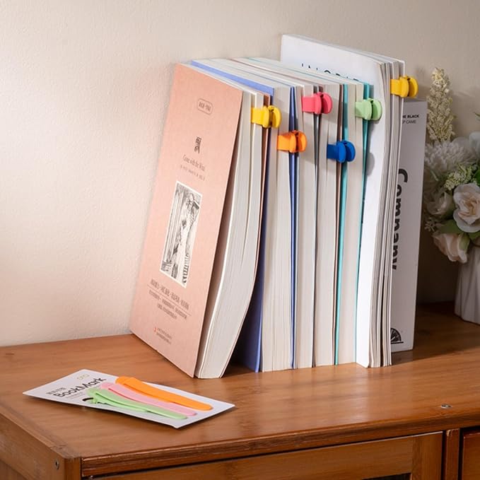 6Pcs Automatic Bookmark, Silicone Smart Book Marks for Reading Women, Men, Kids,Cute Unique Book Markers Bookmark Clip Reading Accessories Gifts for Book Lovers (Colorful 6pcs)