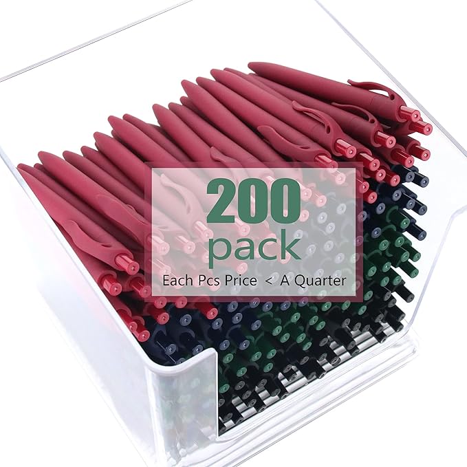 deegtran Pens Bulk, 200 Pack No Bleed Blue Barrel Click Pens, Wholesale Retractable Ballpoint Pens, Pens Medium Point, Smooth Ink Pens, 1.0MM Black Ink