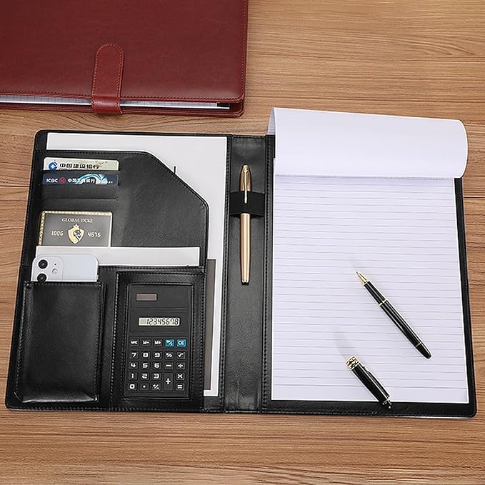 Personalized Portfolio - Customized Leather Portfolio with Personalized Logo or Text - Ideal for Resumes, Interviews, and Professional Business Use, Pink