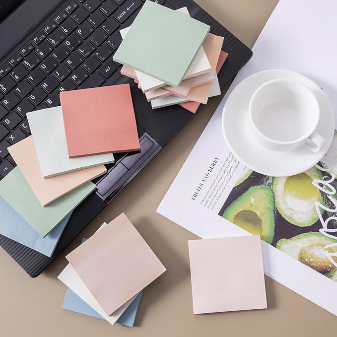 (16 Pack) Sticky Notes 3x3, Vintage Colors, Sticky Pads, Recyclable, Self-Stick Pads, Easy to Post for Home, Office, Notebook