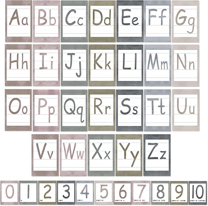 Bulletin Board Alphabet - ABC Alphabet Poster Classroom Decorating Set Preschool English Poster Kindergarten Elementary Classroom Wall Decor Daycare Homeschool Supplies (Morandi)