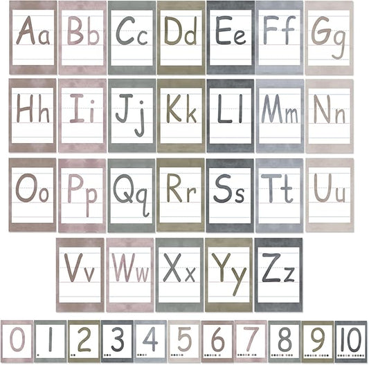 Bulletin Board Alphabet - ABC Alphabet Poster Classroom Decorating Set Preschool English Poster Kindergarten Elementary Classroom Wall Decor Daycare Homeschool Supplies (Morandi)