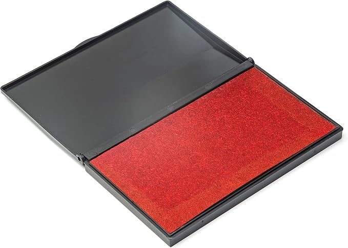 Ink Pad for Rubber Stamps, Stamp Pad for Clear Impression Stamping, Quality Felt Pad Black Ink, Red Ink, Blue Ink (Red, L (3.5 * 6.3))