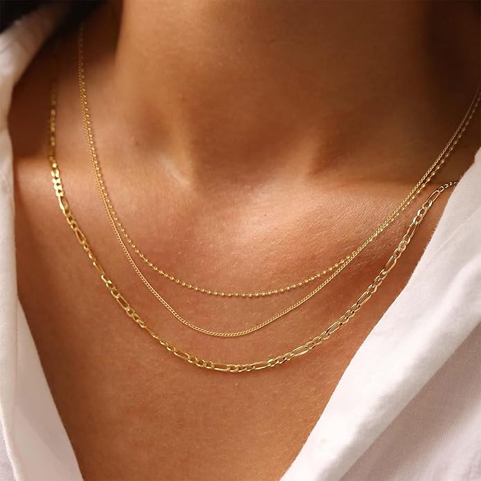 Herringbone Necklace for Women,Dainty Gold Necklace,14k Gold Plated Snake,Gold Chain Choker Necklaces,Simple Gold Layered Necklaces,Gold Jewelry Gift for Women
