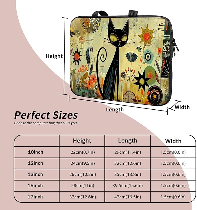 Universal Laptop Sleeve Tablet Case 12 inch, Graffiti Cat Slim Carrying Case Durable Handbag Travel Laptop Bag for Surface Pro 9 8 7/Laptop Go 2 3, MacBook Air 11/12