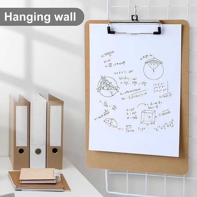 Wood Clipboards Set of 20, Letter Size Hardboard Clip Board 8.5x11 for Classroom, Students, Kid, A4 Standard Clipboard Size 9" x 12.5" with Low Profile Clip, Office Supply, School Supply.