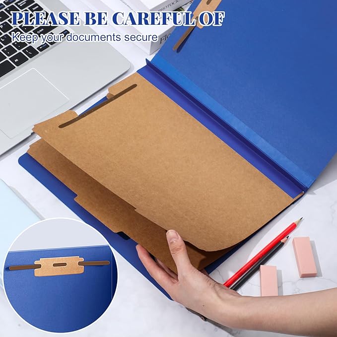 36 Pcs Classification Folders Bulk 2 Dividers File Folder with Fastener 2 Prongs Letter Size Pressboard Filefolders with 3.5 Inch Expansion for Organize Office Medical Document (Dark Blue)