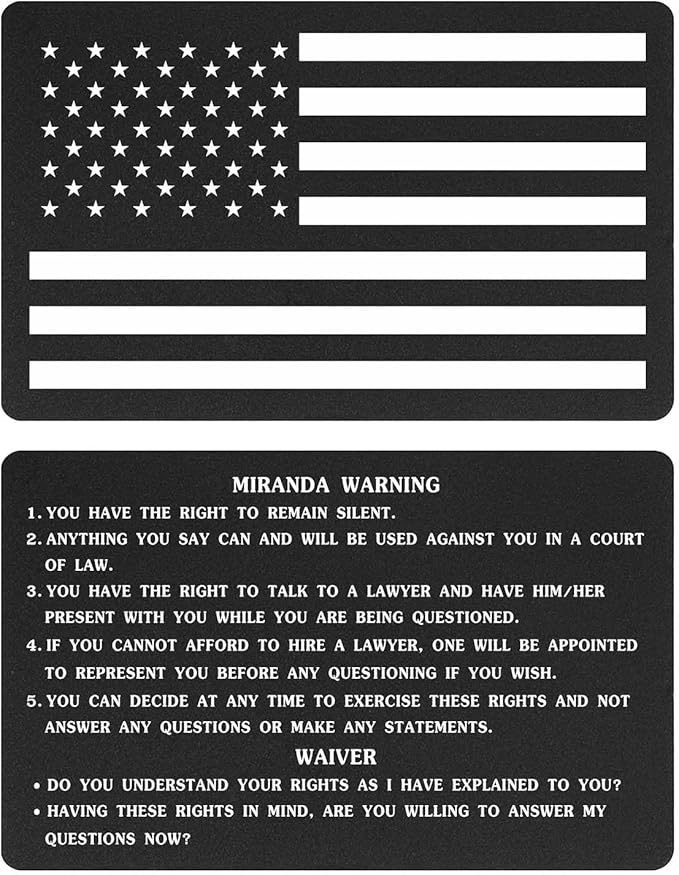 TGCNQ Miranda Warning Card with America Flag - Metal Miranda Rights Card Metal for Police Officers - Police Law Enforcement Accessories