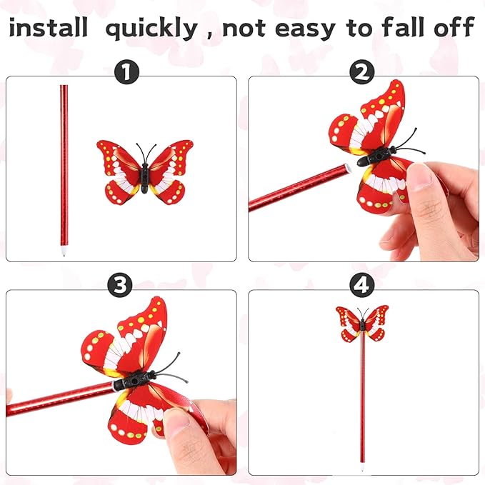 Zhanmai 24 Pieces Sunflower Butterfly Pens Bulk Novelty Pens Cute Ballpoint Writing Pens 0.5 mm 0.7 mm Party Favors for Classroom Teacher Student Office(Butterfly Style)
