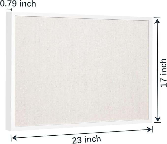 OWLKELA 17"x23" inch Linen Cork Board, White Frame, with 20 Pushpins, Bulletin Board with Linen, Ideal for School, Home & Office
