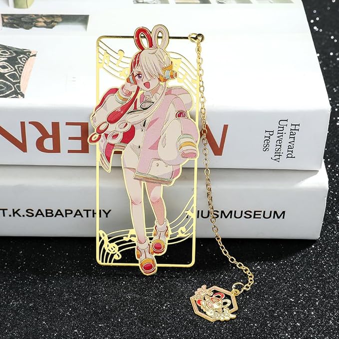 One Pieces Anime Luffy Shanks Uta Book Mark - Brass Metal Bookmark, Stationery School Supplies, Gift for Book Lover, Friends, Anime Fans Collection (Set-3)