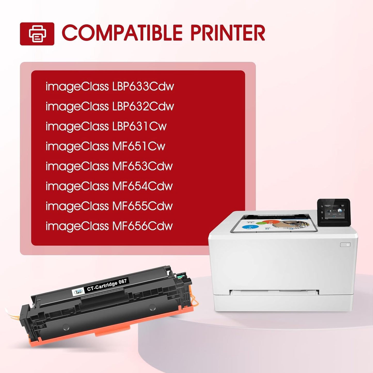 067 Toner Cartridge Set 067H MF654Cdw MF656Cdw Compatible Replacement for Canon Color ImageCLASS LBP632Cdw MF654Cdw MF653Cdw LBP633Cdw Printer 4 Pack High Yield Ink (Black Cyan Yellow Magenta)