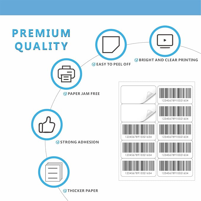 2"×4" Shipping Labels, JIQEZNL Premium 10 UP Address Labels, 1000 Mailing Labels for Envelopes for Laser/Ink Jet Printer, White Paper Printable Sticker Labels 10 Per Sheet 8.5"×11"