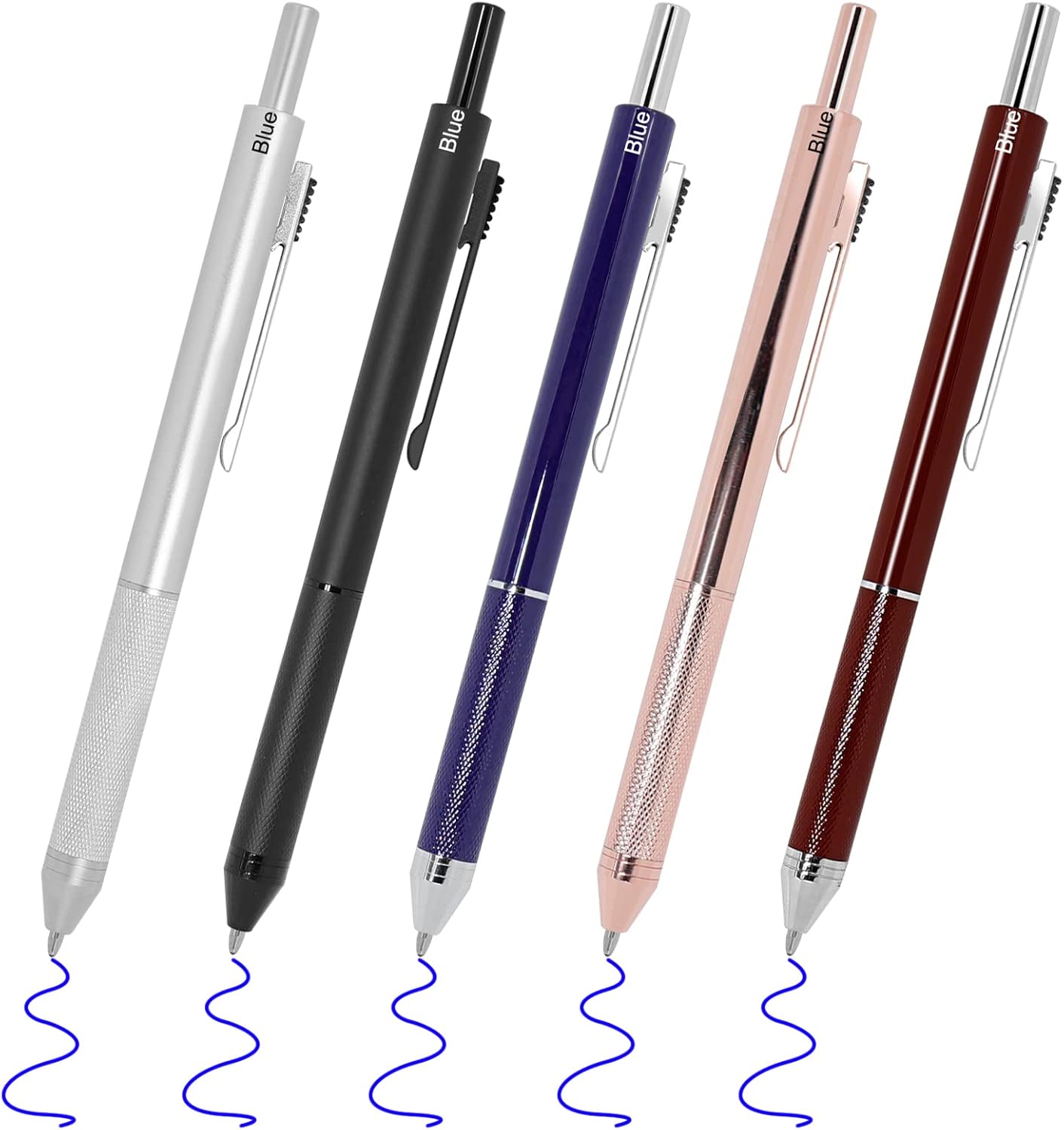 YOUMI 멀티컬러 펜 4 in 1 다기능 펜, 금속 케이스 0.5mm 샤프 레드 볼펜, 블루 볼펜 및 블랙 볼펜, 저널링용 선물 (블루)