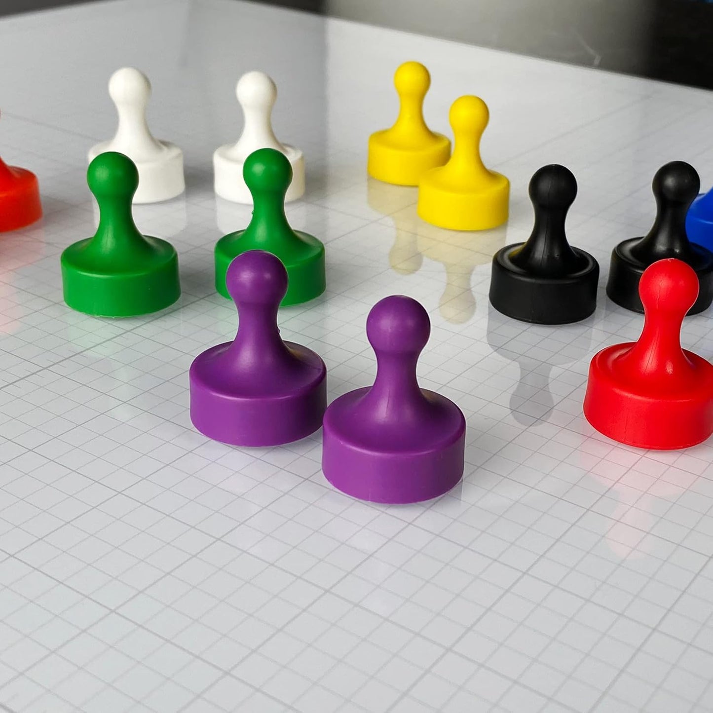 GLASSBOARD STUDIO Powerful Neodymium Magnets, Pawn-Shaped - Strong Fridge/Refrigerator and Whiteboard Magnet, Ideal for Office, Kitchen, Crafts - Rare Earth, Heavy Duty (2, White)