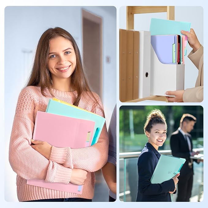 Forvencer Accordion File Organizer, Letter Size, 7 Pocket Expanding File Folder, Cute File Folder with Labels, Portable File Organizer for School Office Supplies, Folders for Documents, Pink