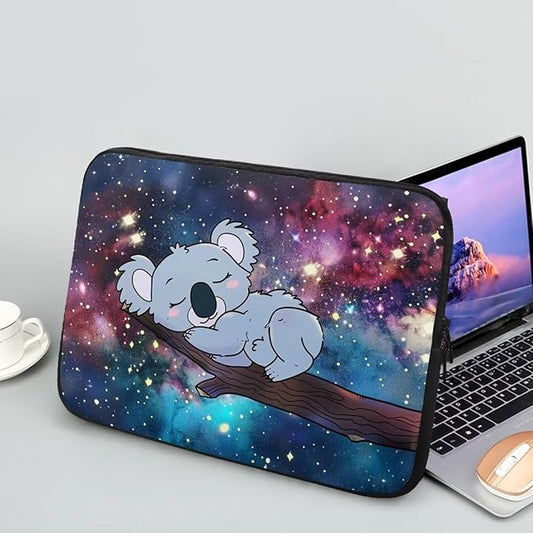 Galaxy Koala Computer Sleeve for Women Girls 10 inch Laptop Sleeve Durable Lap Top Case with Multiple Uses Tablet Bag Kawaii Animal Laptop Carrying Case Briefcase Starry Night