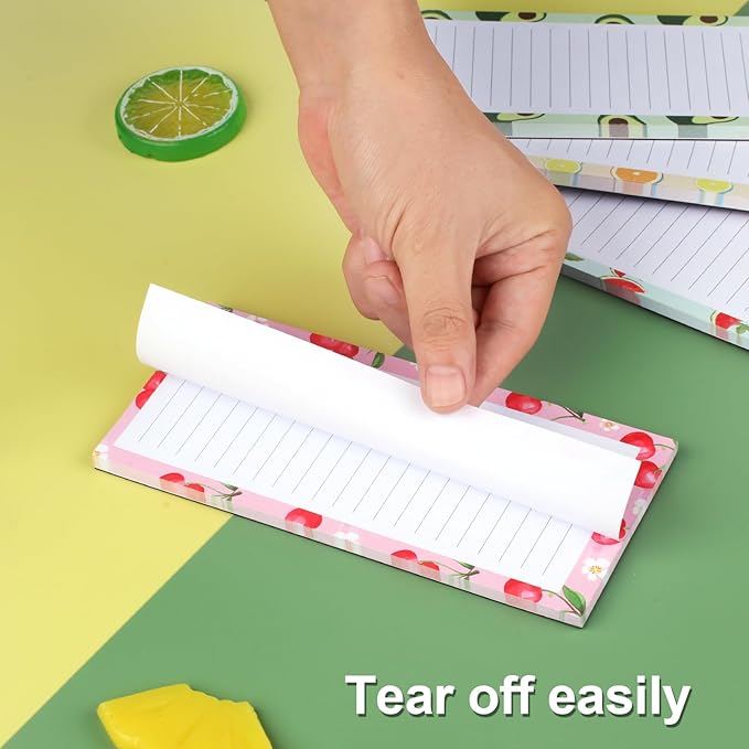 9 Pack Magnetic Notepads for Refrigerator, Magnetic Notepads for Refrigerator, Fruit Design Magnetic Grocery List Pad for Fridge, Full Magnet Back Shopping Lists, 25 Sheets Per Note Pads