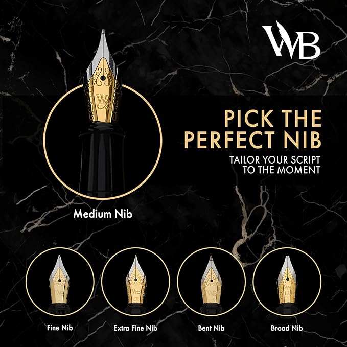 Wordsworth & Black Luxury Fountain Pen - Stunning Brushed Copper Pen, 18K Gilded Nib (Medium), Ink Converter, Best Pen Gift Set for Men & Women, Professional, Executive, Office, Nice Pens