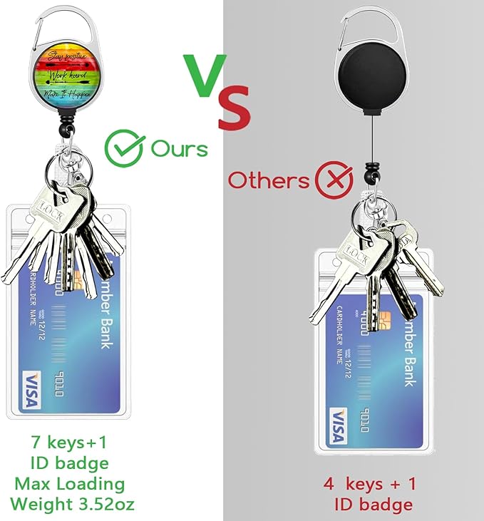 Lanyards for Id Badges, Positive Badge Holder with Retractable Reel Clip, Inspirational Quote Name Tag Keychain Rainbow Lanyard Vertical ID Card Protector for Women Nurse Doctor Teacher Student