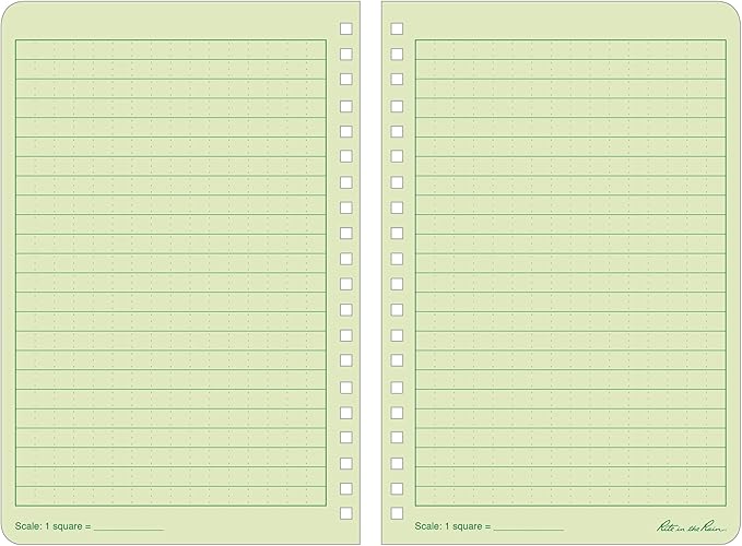 Rite in the Rain Weatherproof Side Spiral Kit: Tan CORDURA® Fabric Cover, 4.625" x 7" Green Notebook, and Weatherproof Pen (No. 973-KIT)