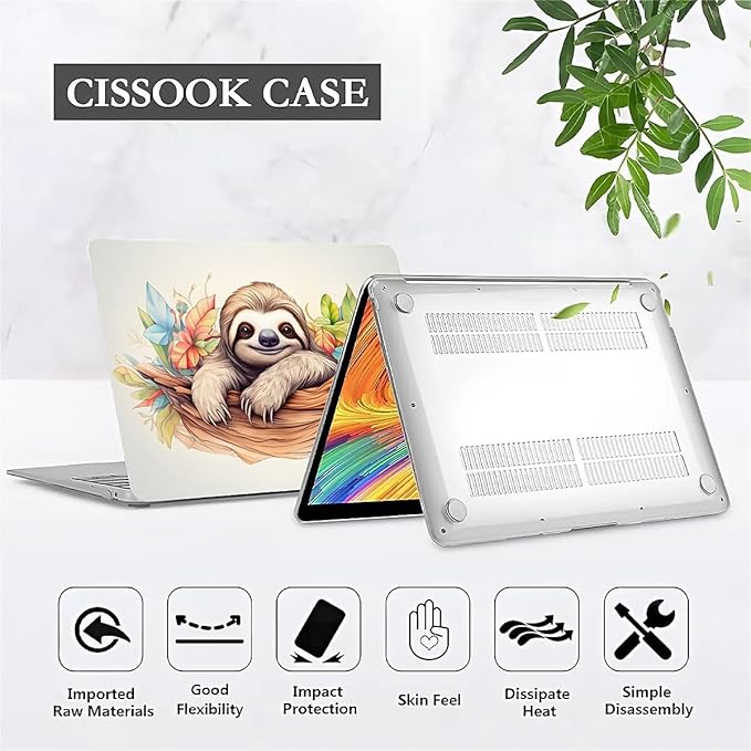 Compatible with 15 Inch MacBook Air A2941 M2 2023, Cute Sloth Hard Plastic Shell Cover Case