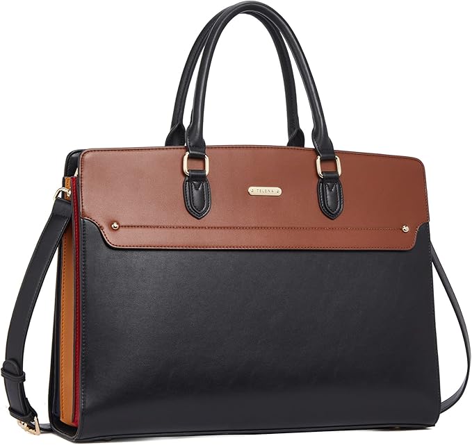 Telena Laptop Tote Bag for Women, 15.6 Inch Shoulder Tote Bag Leather Briefcase for Women, Large Capacity Handbag Bags