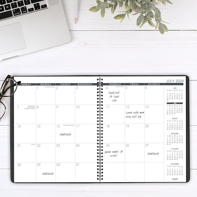 AT-A-GLANCE Planner 2024-2025 Academic, Monthly, 9" x 11", Large, Flexible Cover, Black (7007405)