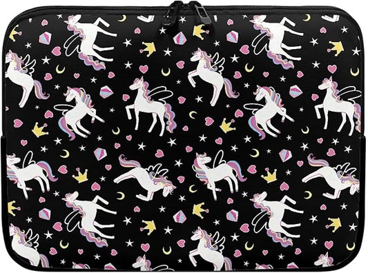 Horse Printed Computer Bags for Laptops Girls, Heart Pattern Computer Carrying Cover Portable Laptop Case Bag, 17 Inch Shockproof Laptop Bag Neoprene Computer Briefcase