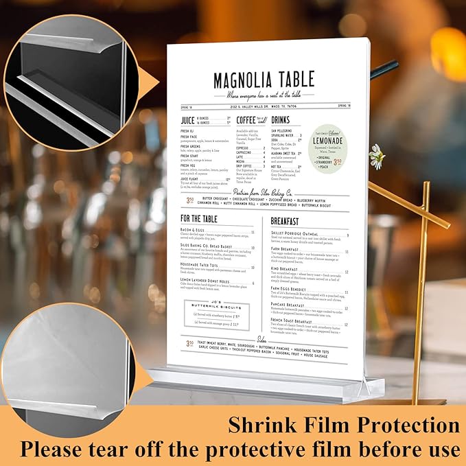Arrobust Acrylic Sign Holder 8.5 x 11 Inches, 12 Pack Clear Display Table Top Signs Stand, Double Sided Vertical Flyer Holder,Plastic Frames Paper Holder for Stores Home Office Menu Retail Show Fair