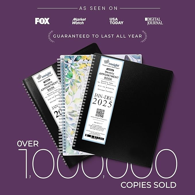 2025 Appointment Book & Planner- Ensight 6.5 x 8.5 inches, Large Tabbed Daily Hourly Weekly Planner, Calendar & Schedule Book 30-Minute time Slots, Business & Personal Planner Jan 2025- Dec 2025- Purple