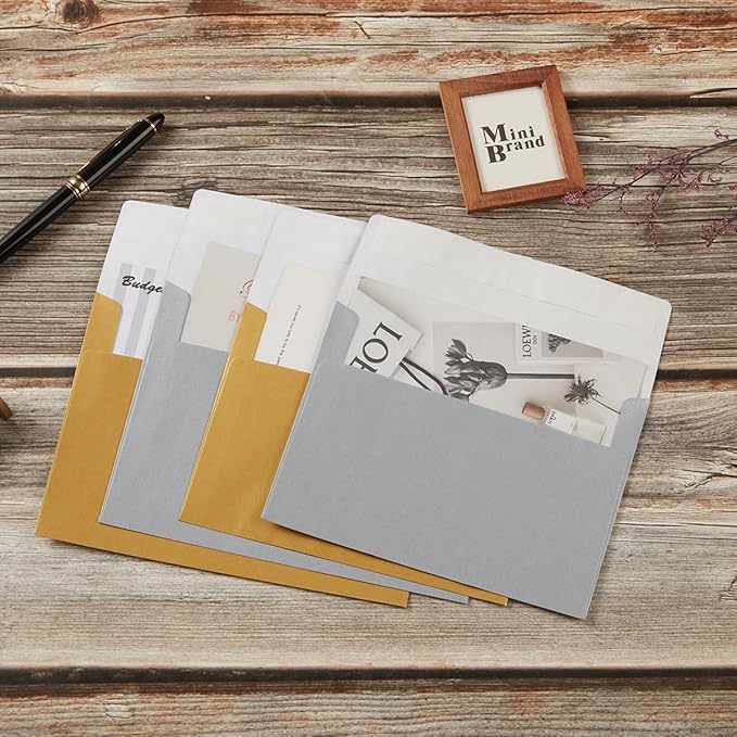 50 Pieces Metallic Color Self Seal Envelopes for Greeting Cards, Invitations, Postcards (Gold, 4x6)
