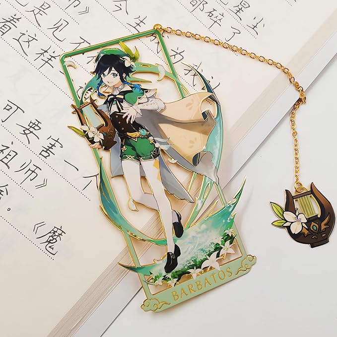 Kaedehara Kazuha Bookmark with Chain Original Genshin Impact Metal Bookmark - Collect All Your Favorite Characters!