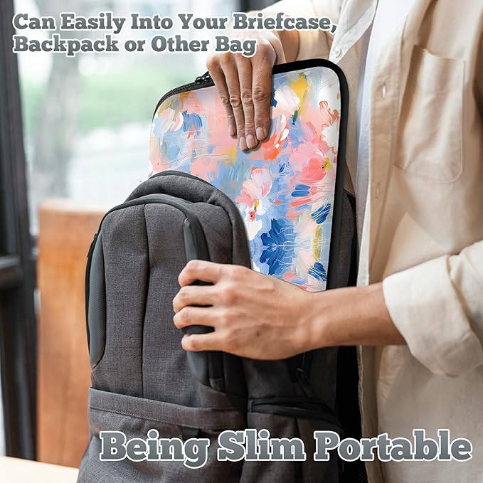 Universal Laptop Sleeve Tablet Case 12 inch, Watercolor Flowered Slim Carrying Case Durable Handbag Travel Laptop Bag for Surface Pro 9 8 7/Laptop Go 2 3, MacBook Air 11/12