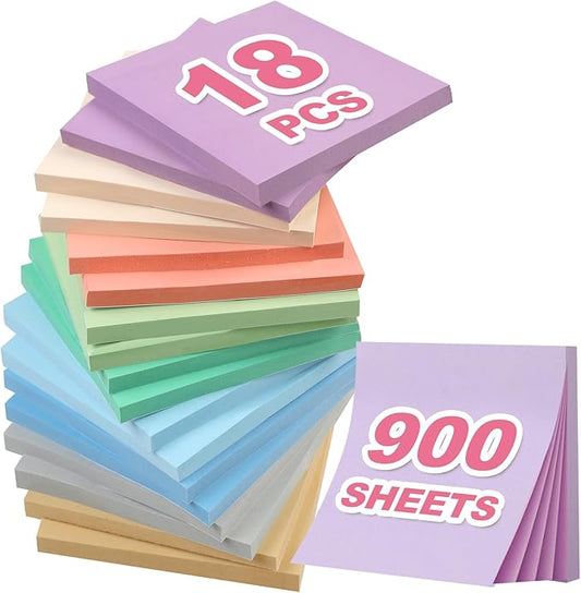 Joyberg 18 Pads Sticky Notes, 3x3” Aesthetic Sticky Notes, 9 Colors of Neutral Notes for Office, School, Home Desks, and More, 50 Sheets/Pad