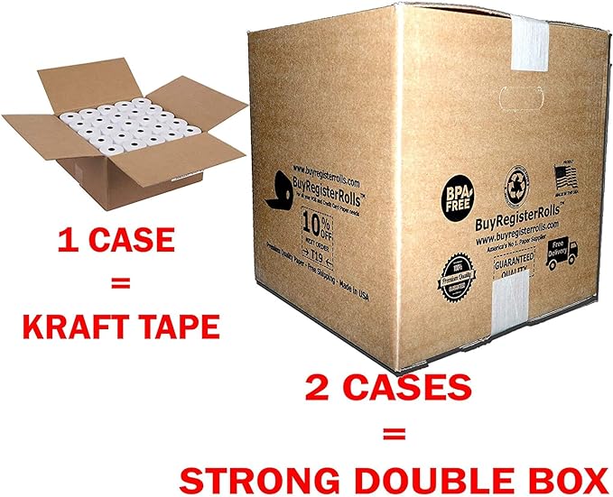 (10 Rolls - 50 GSM) 3'' x 95' White/Canary 2 Ply Carbonless Kitchen Printer Paper Cash Register Receipt Rolls for Star Micronics SP2000, UP389 VeriFone Omni 480, Printer 220, 250, 900 TMU 220