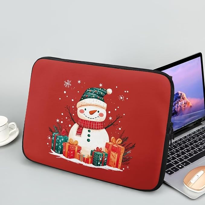Cute Snowman Laptop Sleeve for Women Teen Girls 10 inch Laptop Protector with Multiple Uses Computer Carrying Case Christmas Tablet Bag Lap Top Case Men Laptop Protector