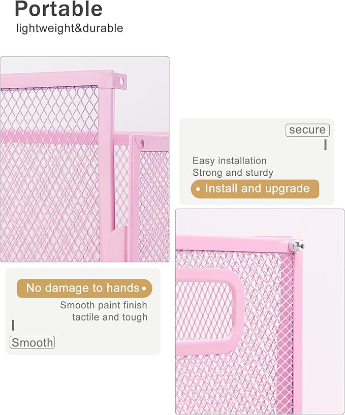 Oterri Hanging File Organizer, Metal File Organizer, Portable Desktop File Organizer for Letter Size Folder, Mesh Hanging File Crate for Office,Folders Not Included(Fairy Pink,2 Pack)