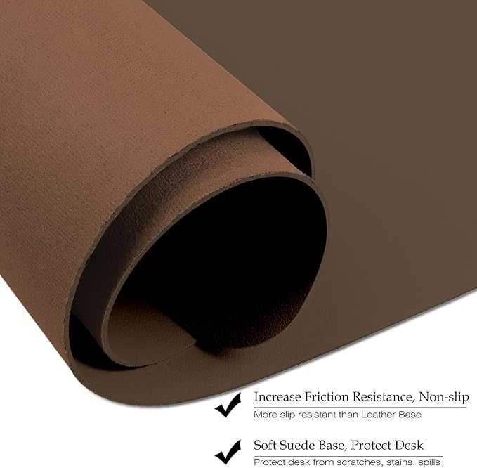 ‎Boutilon Leather Desk Pad 35"x 17" Non-Slip Mouse Pad,Office Desk Mat,Waterprooft PU Leather Desk Blotter,Desk Pad Protector,Desk Writing Pad for Home Office Decor (L-Coffee,35"x 17")