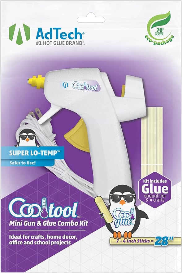 AdTech Ultra Low Temp Cool Glue Sticks, Mini 4-Inch – 15-Pack for Safe Crafting & DIY, Fast Bonding, Ideal for Delicate Materials, Fits Low Temp Mini Glue Guns, Made in USA
