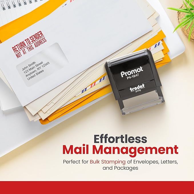Promot Return to Sender Self Inking Stamp - Return to Sender Stamp Not at This Address - Envelope Stamper, Mail Stamps, Stampers for Office, Business Stamp - Rubber Stamps, Red Ink Stamp for Office