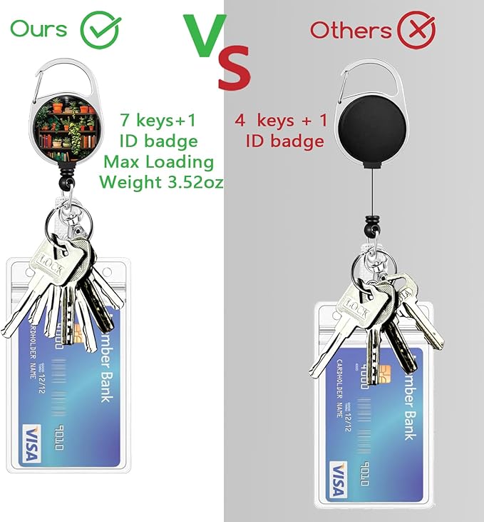 Gctriki Bookshelf Badge Reel Retractable with 360° Swivel Carabiner Clip, Librarians Work ID Badge Holder Retractable Clip, Cute Students Nurse Teacher Book Lover ID Card Holder Keychain Accessories