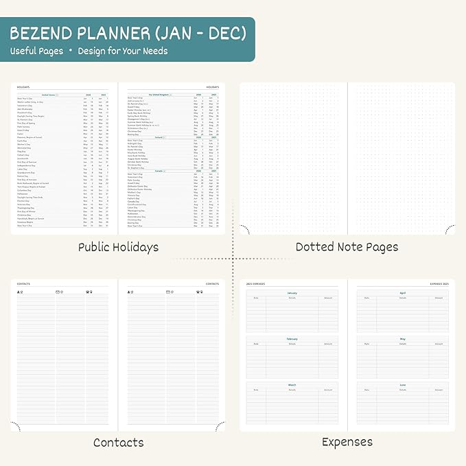 BEZEND 2025 Planner Daily Weekly & Monthly 5.8" x 8.5" (Jan - Dec 2025) Agenda 2025 Vertical Calendar Book with Hourly Schedule, Monthly Tabs, Pen Holder, Vegan Leather Hard Cover - Orange